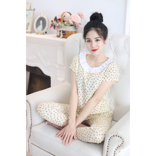 Bộ Mặc Nhà Nữ, mặc sau sinh, chất không nhăn