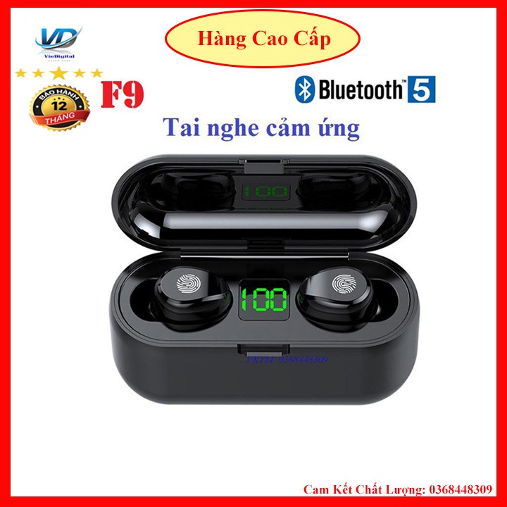 Tai Nghe Bluetooth, Tai Nghe Không Dây AMOI F9 TWS 5.0 9D, Cảm Ứng Chạm, Chống Nước, Chống Ồn.
