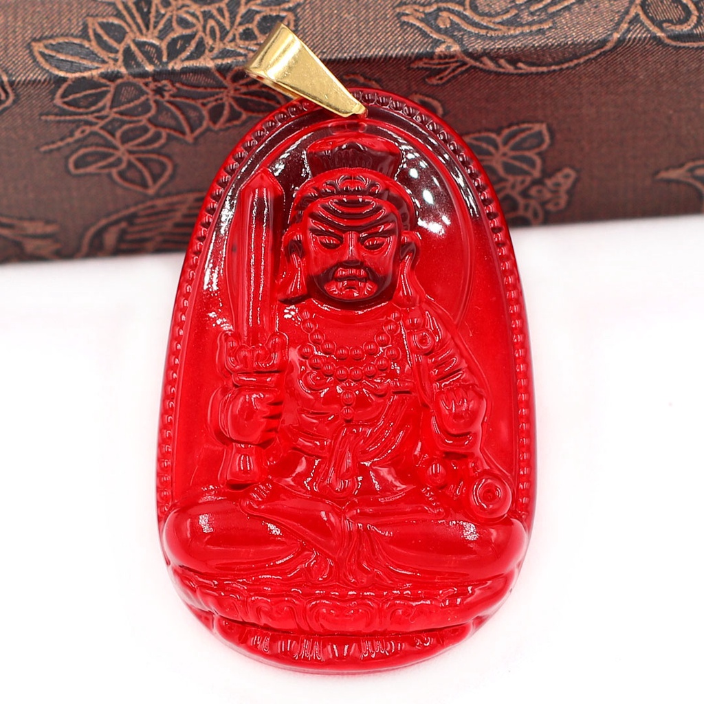 Mặt Dây Chuyền Phật Bất Động Minh Vương Pha Lê Đỏ 3.6cm - Tặng Kèm Móc Inox - Phong Thủy 868