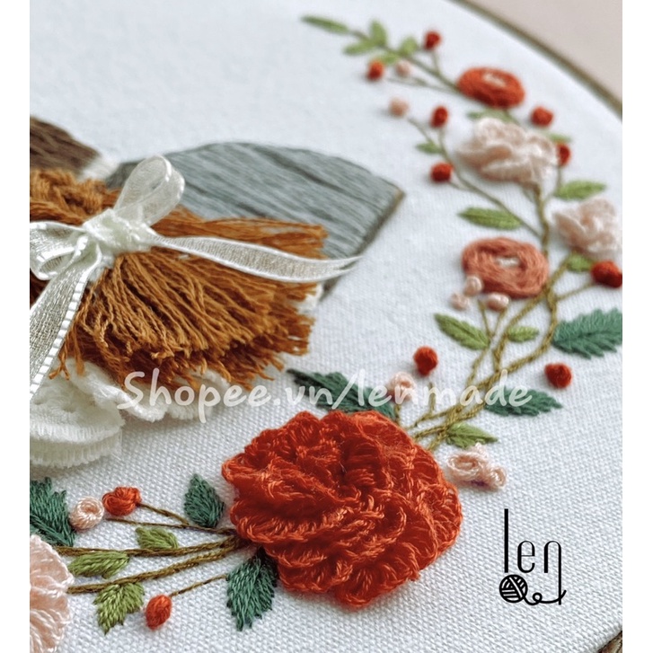 DIY bộ KIT thêu tay kỉ niệm TÌNH YÊU tự làm quà tặng valentine handmade decor trang trí bàn tiệc Lenmade embroidery cưới