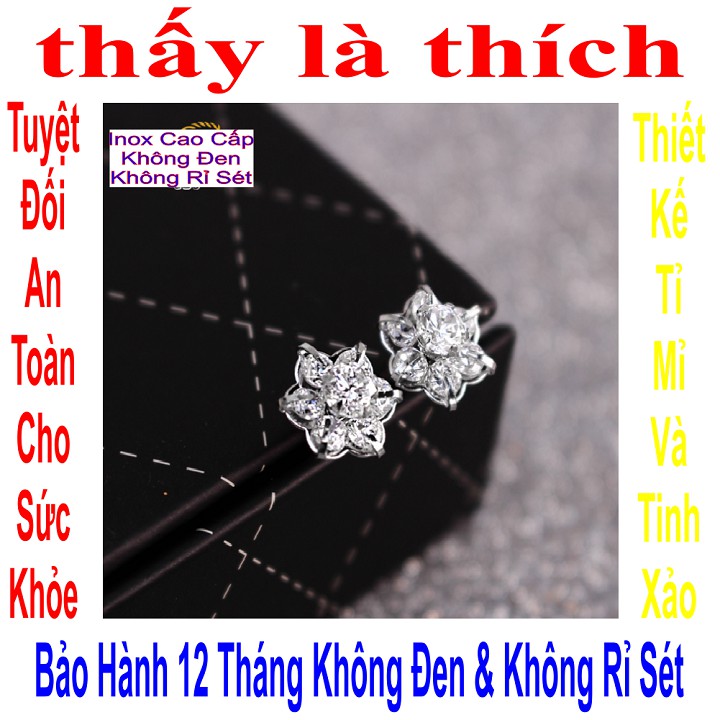 Bông tai hình hoa mai nữ kiểu xinh xắn đính đá - Cam kết 1 đổi 1 nếu hoen , gỉ sét