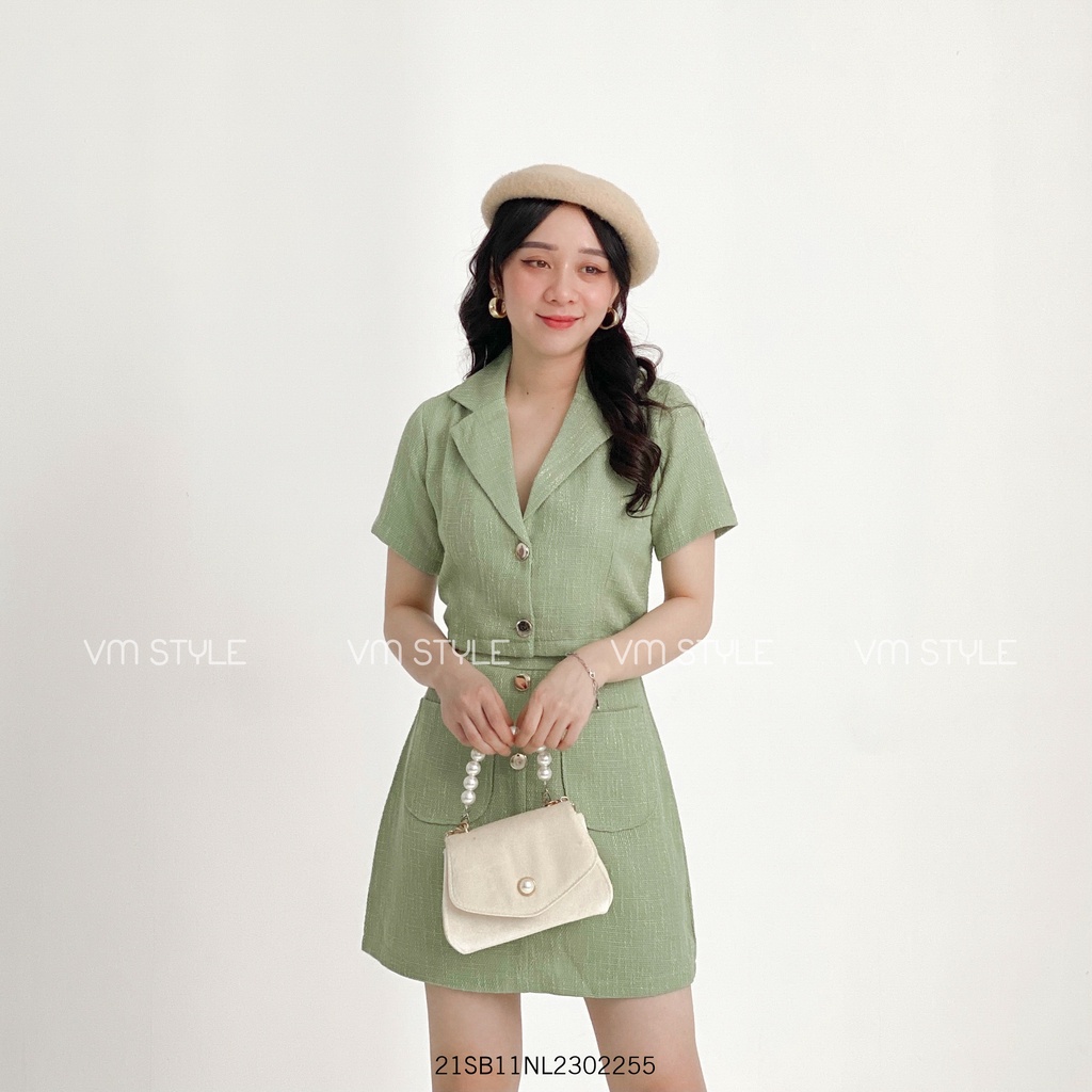Set vest croptop tay ngắn + chân váy phối nút thời trang ulzzang Hàn Quốc Fmstyle Saigon 21SB11NL2302 | BigBuy360 - bigbuy360.vn