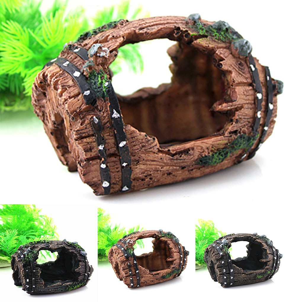 Đồ trang trí hồ cá hình thùng rượu