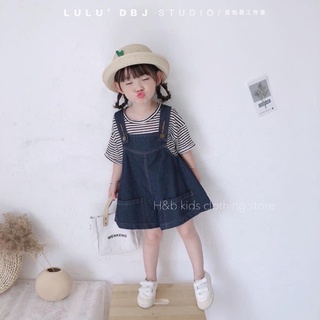 Sét yếm bò hai dây kèm áo cotton kẻ