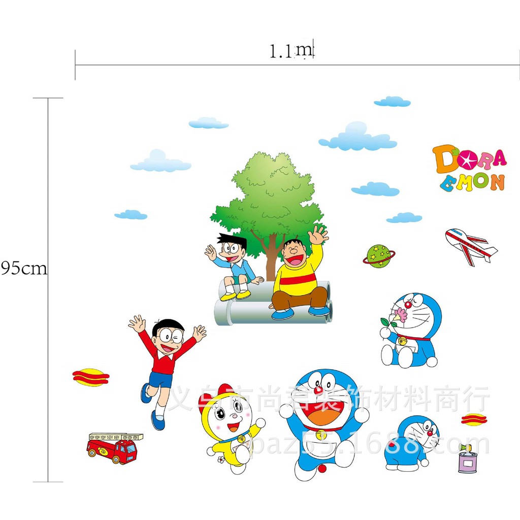 Tranh Decal dán tường chú mèo máy DORAEMON - GẮN VỚI TUỔI THƠ