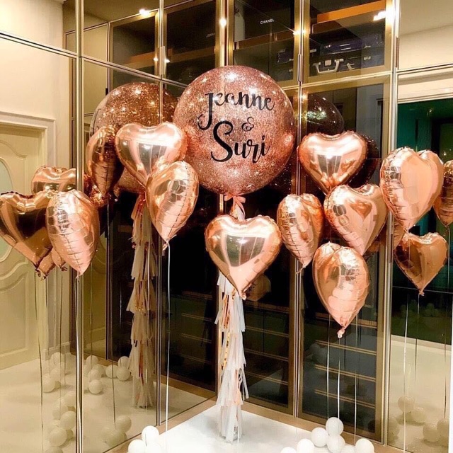 Combo bóng jumbo kim tuyến in chữ decal kèm nguyên liệu tự làm