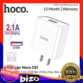 Cốc sạc nhanh iphone hoco c81 - 5v / 2.1a / 1 cổng ra- củ sạc nhanh ip