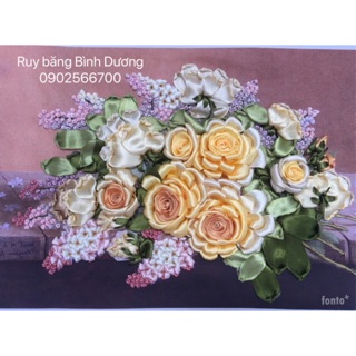 Tranh thêu ruy băng 50x38cm