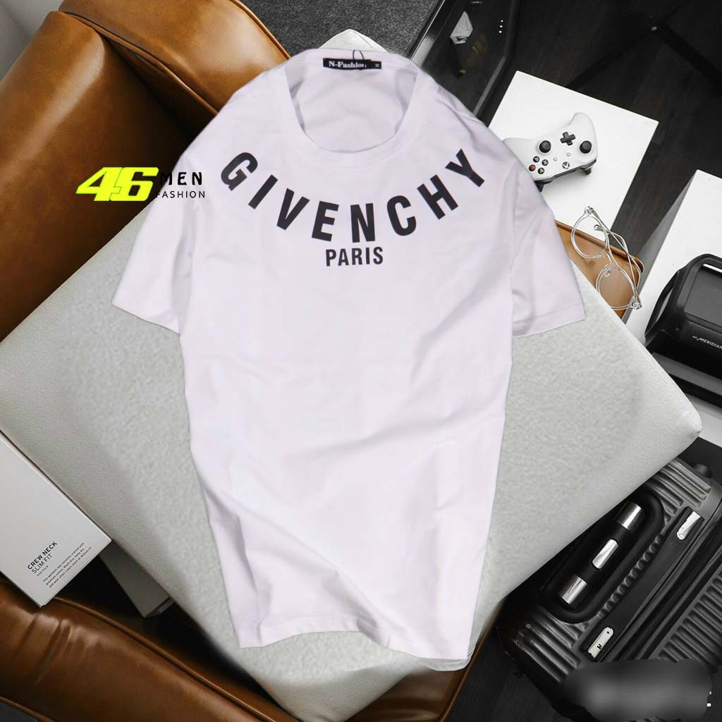 Áo thun phản quang in chữ GIVENCHY vòng quanh cổ 4 màu cao cấp MFT033