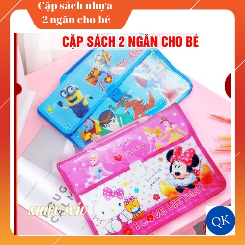 Cặp nhựa 2 ngăn DISNEY chống thấm cho bé đi học thêm