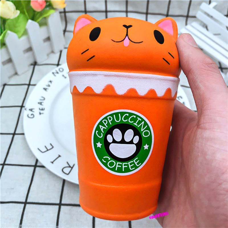 (5 màu) Squishy cốc cà phê coffe mèo 14cm chính hãng