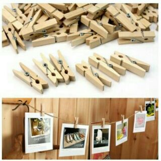 Kẹp gỗ trơn kèm dây - Set 30 chiếc
