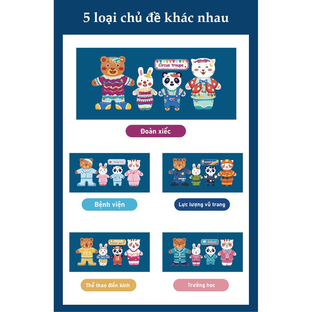 Bộ Ghép Hình Nam Châm Gia Đình Gấu Cho Bé Từ 3 - 6 Tuổi Khám Phá và Học Hỏi