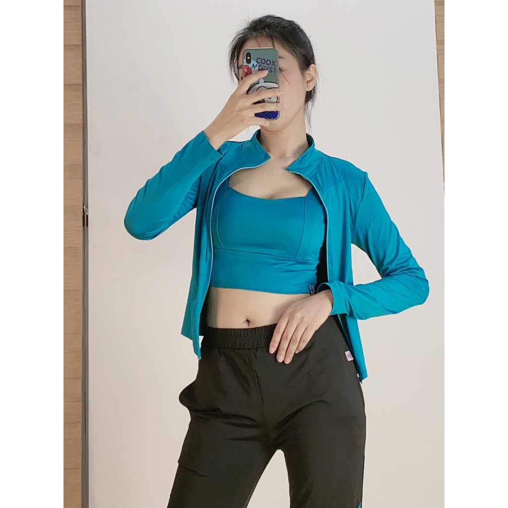 𝙃𝙊𝙏 Bộ thể thao nữ tập gym, chạy bộ, hoạt động ngoài trời màu xanh DAYLILY [Mẫu 2021]