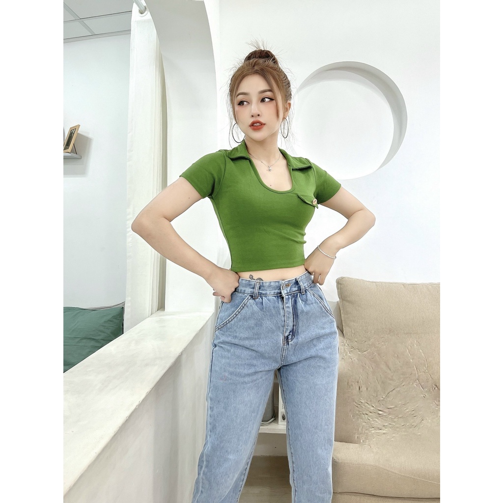 Quần jeans baggy ống suông nữ CRAZYTEEN lai rách cá tính K0301