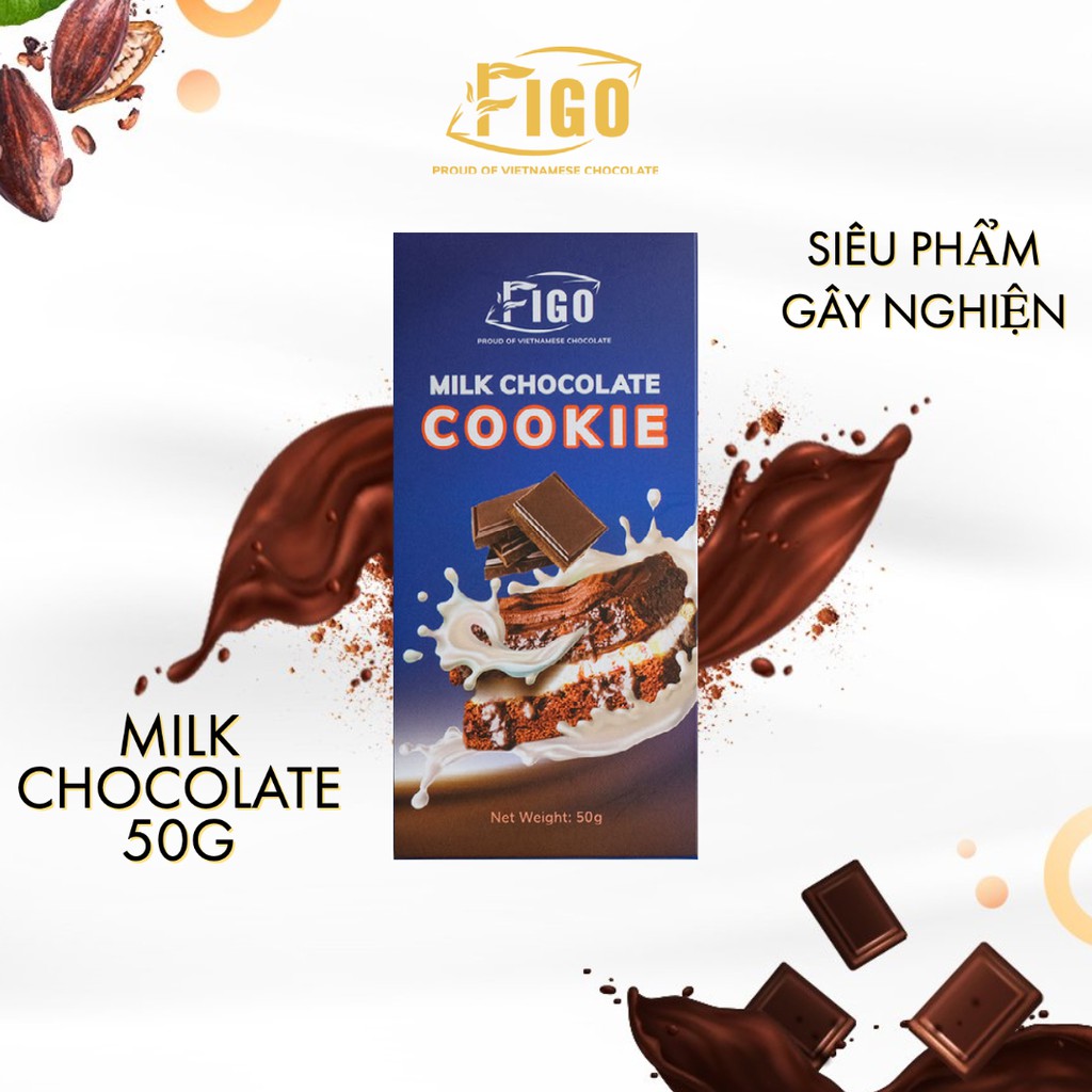 [Đồ ăn vặt siêu gây nghiện] Bánh socola sữa nhân bánh Cookie 50gram Figo