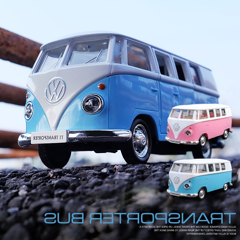 Kids Volkswagen T1 Bus Model Pull Back Car Figure Simulation Toys Gift Birthday