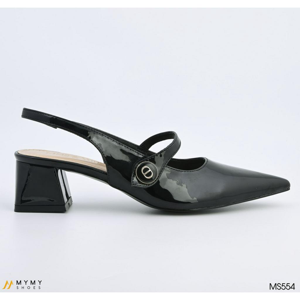 Giày cao gót nữ gót vuông 5cm mũi nhọn màu đen, màu trắng MyMyShoes - giày cao gót MS554