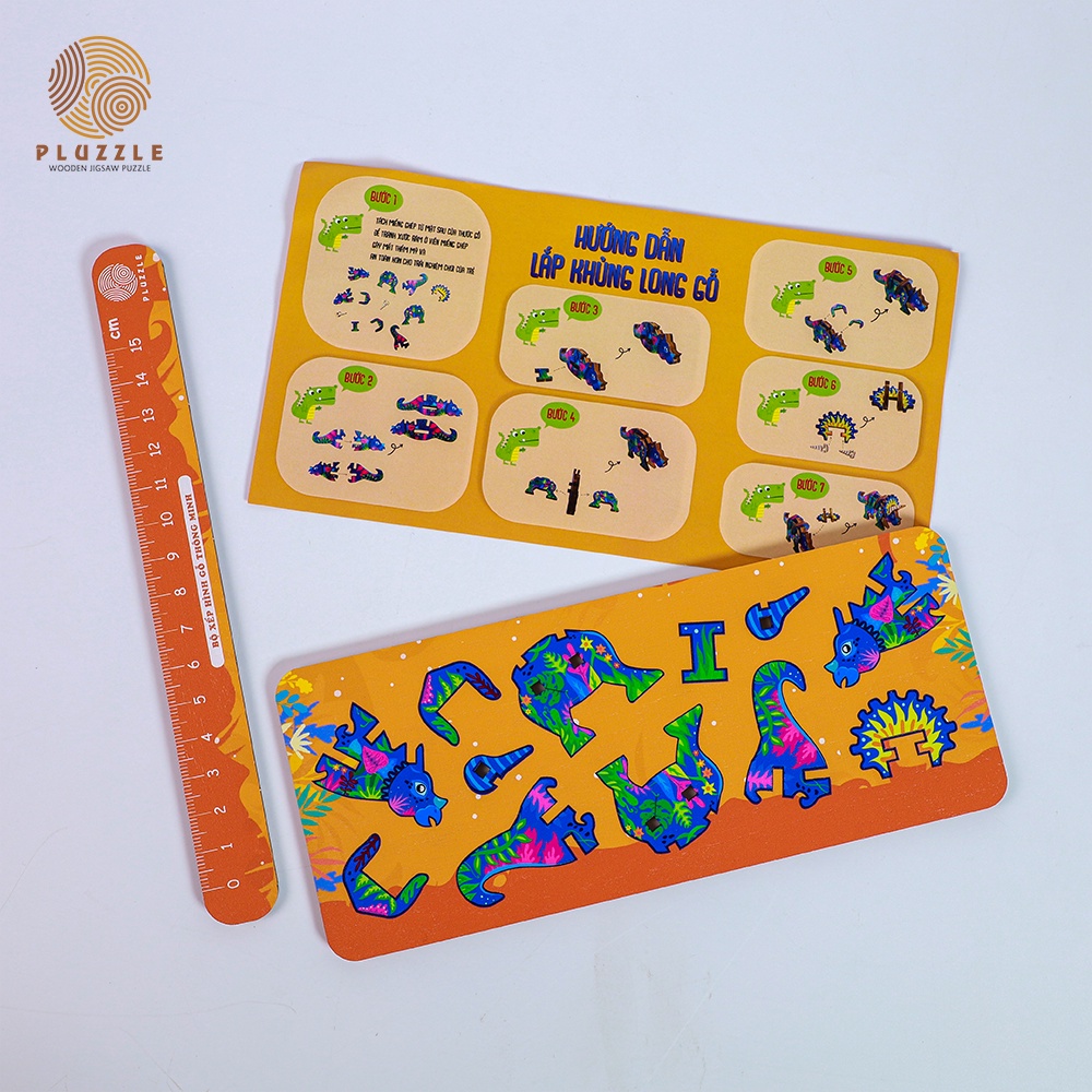 Thước Gỗ Xếp Hình Thông Minh 15cm 2 trong 1 vừa học vừa chơi cho Trẻ từ 5-10 Tuổi - RD01