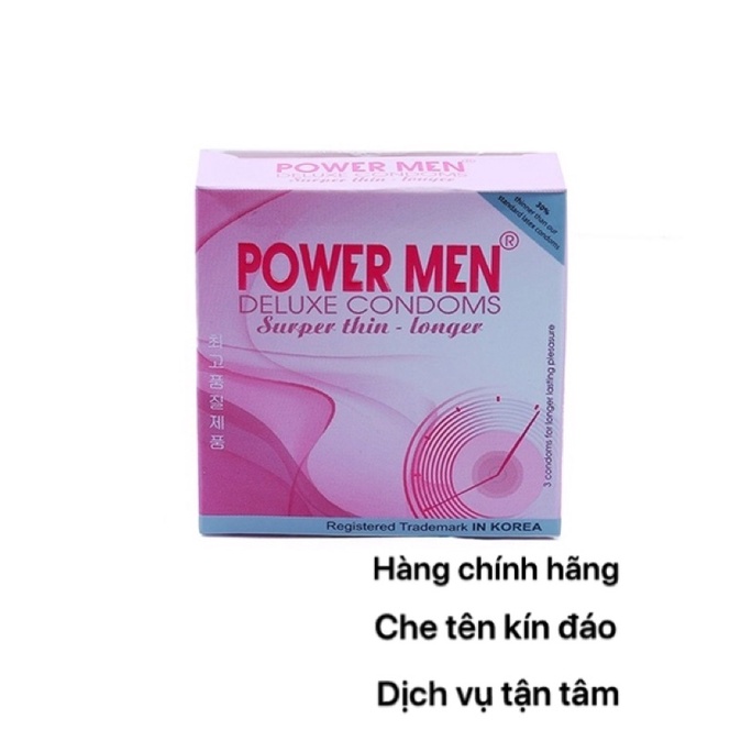 Bao cao su POWER MEN siêu mỏng kéo dài hộp 3 cái