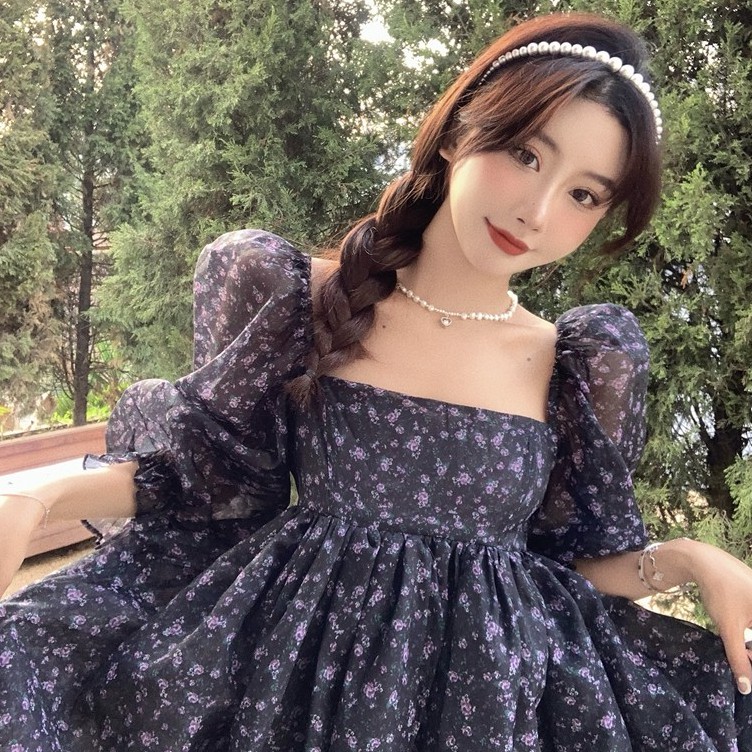 ĐẦM BABYDOLL NỮ CỔ VUÔNG DÁNG XÒE ULZZANG