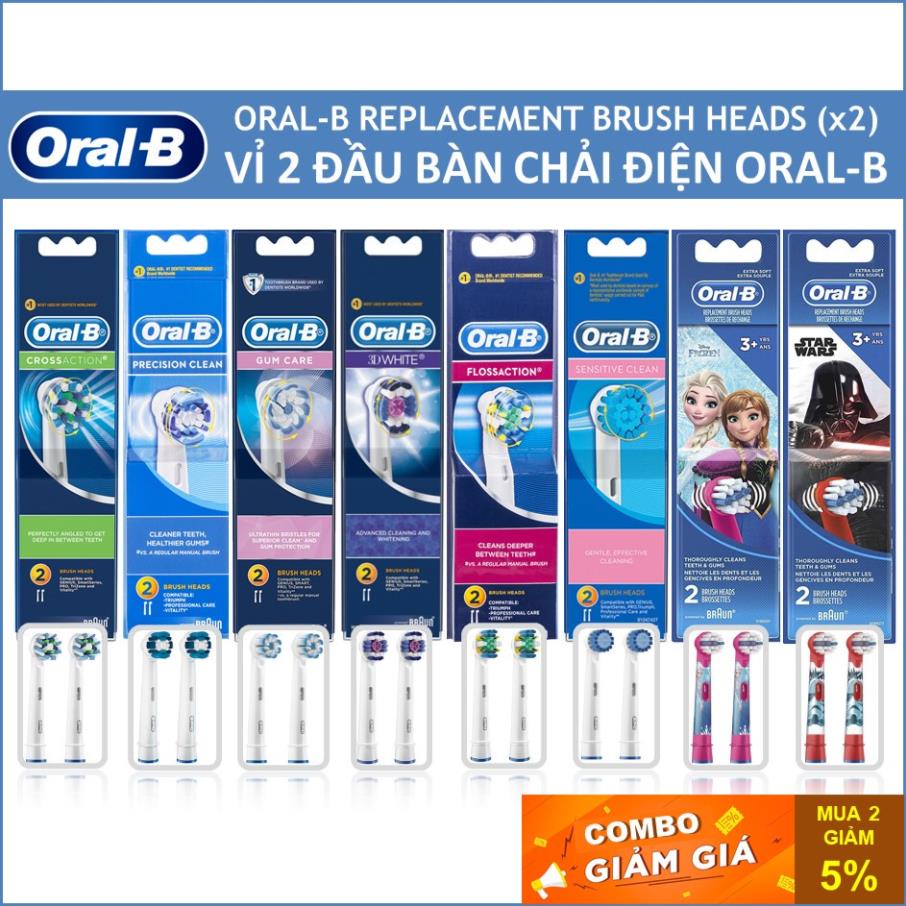 Chính Hãng- Vỉ 2 Đầu Bàn Chải Điện Oral-B Braun - Đủ loại đầu thay thế OralB - Made In Germany