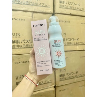 Xịt Chống Nắng ❤️𝑭𝒓𝒆𝒆𝒔𝒉𝒊𝒑❤️ Xịt Chống Nắng Nhau Thai Cừu Fengbiyi Sun Screen SPF 50 220ml Chính Hãng Nhật Bản