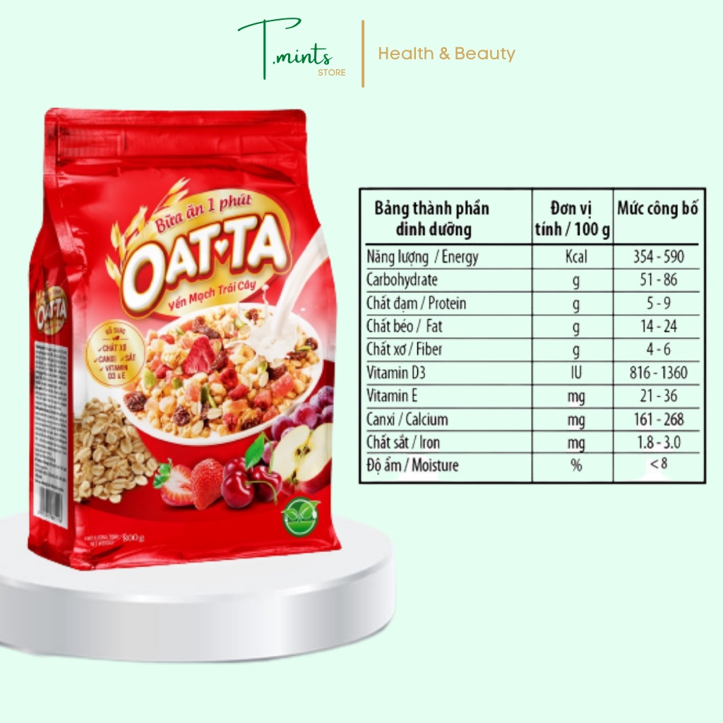 OATTA Yến mạch trái cây, ngũ cốc giảm cân, ăn kiêng, ăn sáng, bữa ăn 1 phút 800g