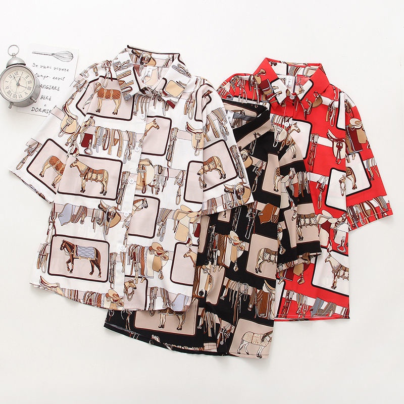 (M ~ 3XL) Áo sơ mi nam mỏng in hình, Áo sơ mi nửa tay của nữ, Độ thoáng khí tốt, Cá tính khi đi du lịch biển