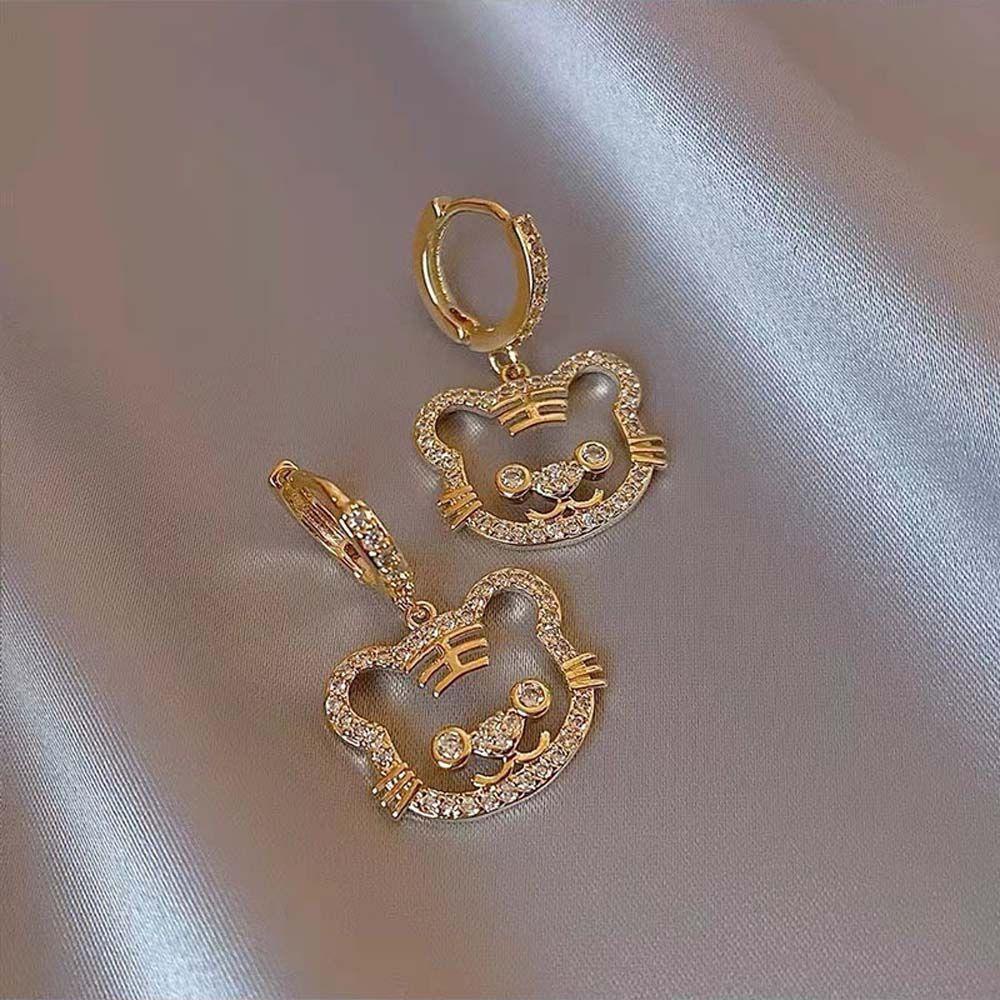 Bông Tai Hình Trái Tim Hoạt Hình Thời Trang Cho Nữ|Bông Tai Hợp Kim Hình Chuông Phong Cách Trung Hoa