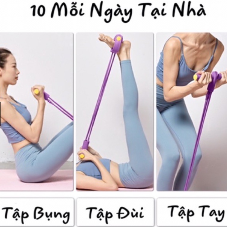 Dây Kéo Đàn Hồi 4 Ống Cao Su Cao Cấp Tập Lưng, Bụng, Gym, Yoga Tại Nhà