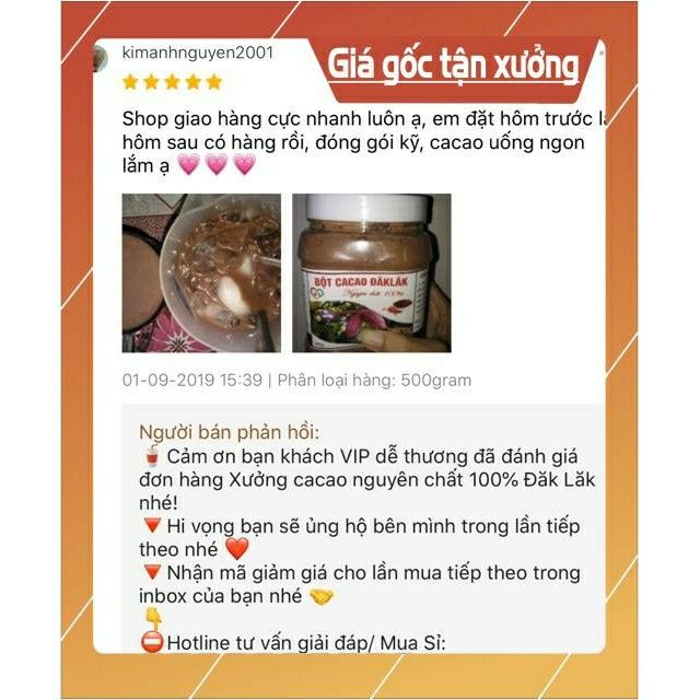 500gr bột ca cao đak lak nguyên chất