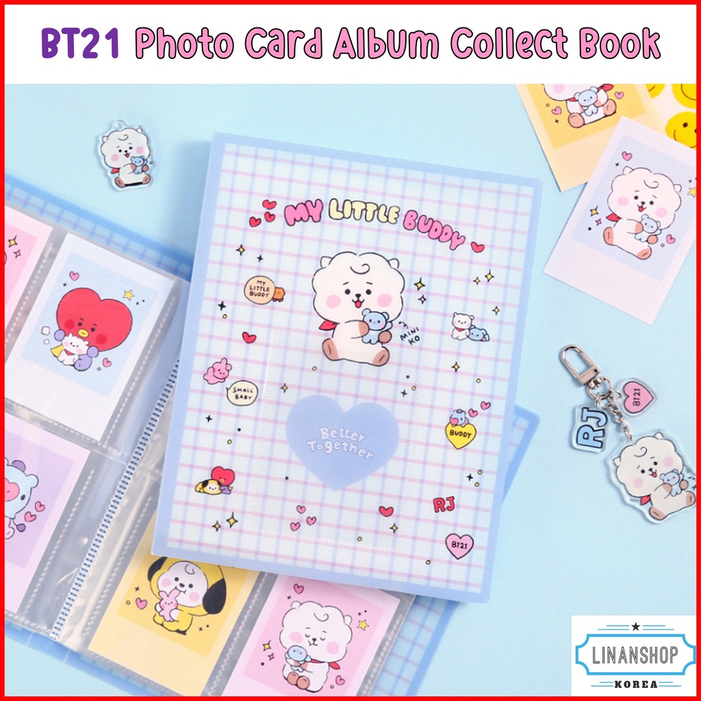 Bìa sổ album đựng ảnh 16 tờ 4 túi in hình nhân vật BT21 dễ thương 7 kiểu tùy chọn