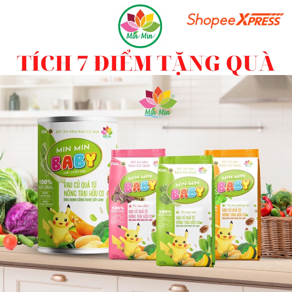 BỘT ĂN DẶM MIN MIN - 1 HỦ 3 VỊ SIÊU TIỆN LỢI