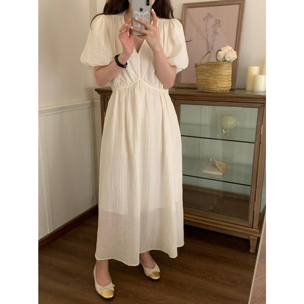 Đầm Cổ V Tay Phồng Thời Trang Pháp Quý Phái 63132