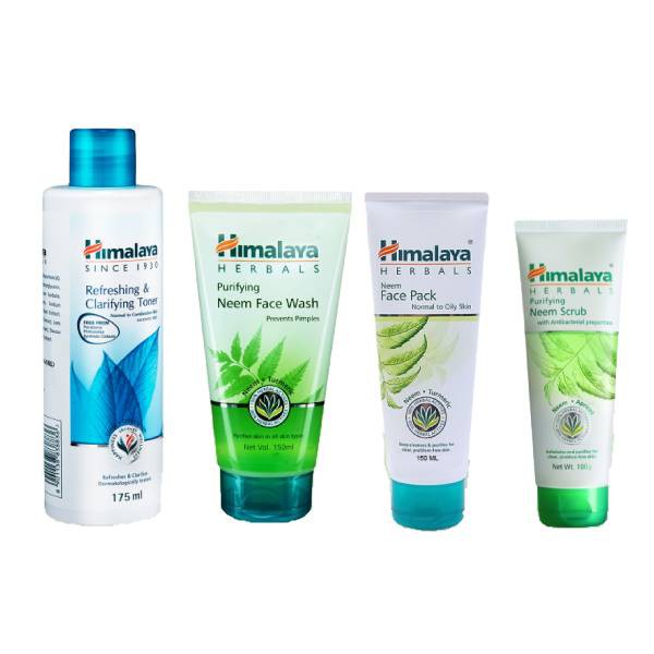 Combo sạch mụn chuyên sâu Himalaya Neem Face Wash 150ml + Neem Scrub 100ml + Face Pack 150ml + Toner 175ml