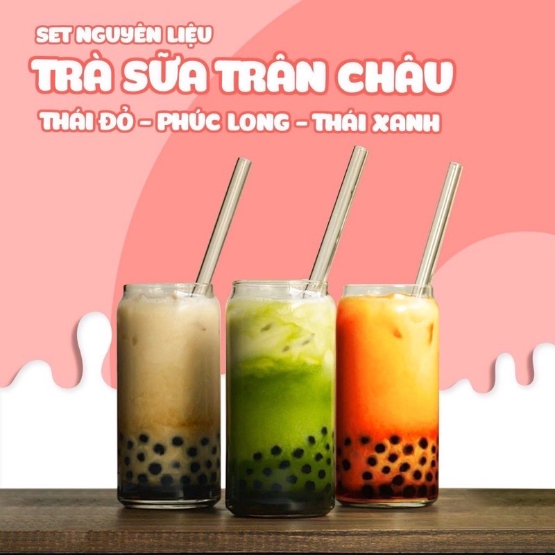 SET TRÀ SỮA TỰ NẤU TẠI NHÀ SIÊU DỄ-SIÊU NGON (thái/phúc long/đường đen/gạo rang đậu biếc/khoai môn/socola/kem dừa nướng)