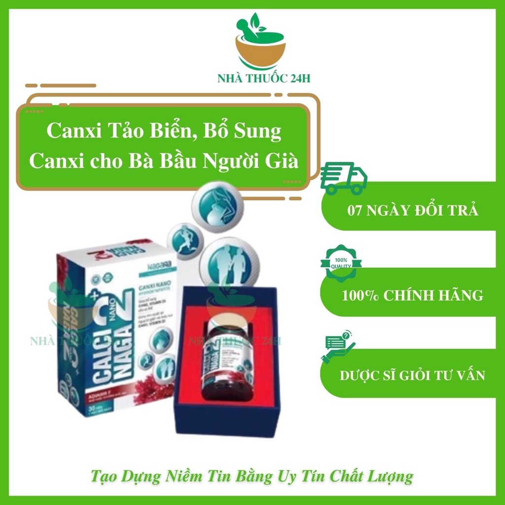 Calci Naga Nano 2+ - Bổ Sung Canxi Tảo Biển Cho Người Lớn, Phụ Nữ Có Thai, Người Loãng Xương