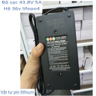 Bộ sạc pin Lithium 43.8V5A ,cho hệ 36V-12Cell 3.2V pin sắt Lifepo4