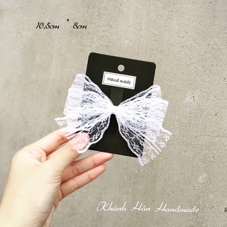 kẹp tóc nơ ren trắng size 10,5cm * 8cm cho bé gái ( ảnh thật )