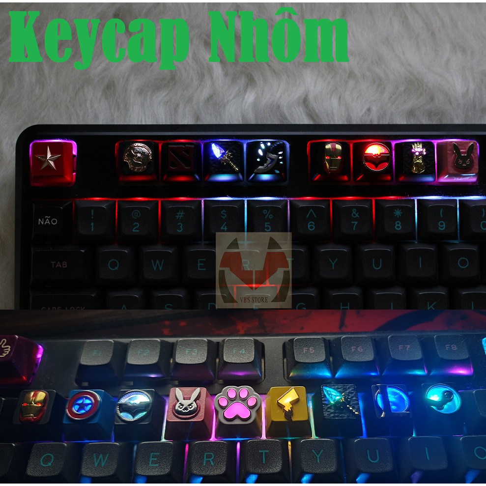 Keycap nhôm (nút bàn phím) kim loại xuyên led