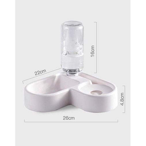 Bát đựng thức ăn chó mèo và bình uống nước tự động - bát ăn chó mèo thú cưng hình trái tim dễ thương để góc tường