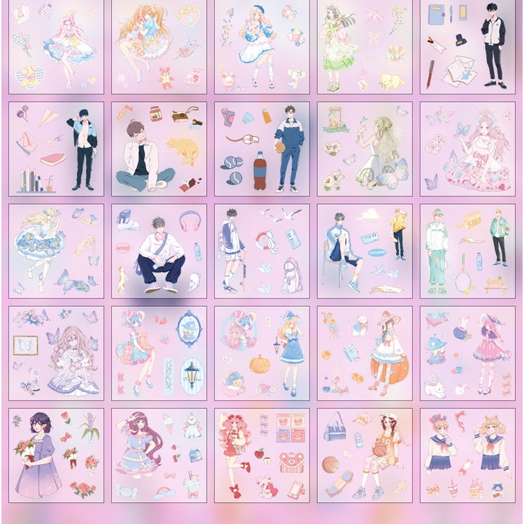 Hộp Sticker 100 Tấm/ Sticker Cute 100 Tấm / Sitker Trang Trí Sổ Tay  Stickers