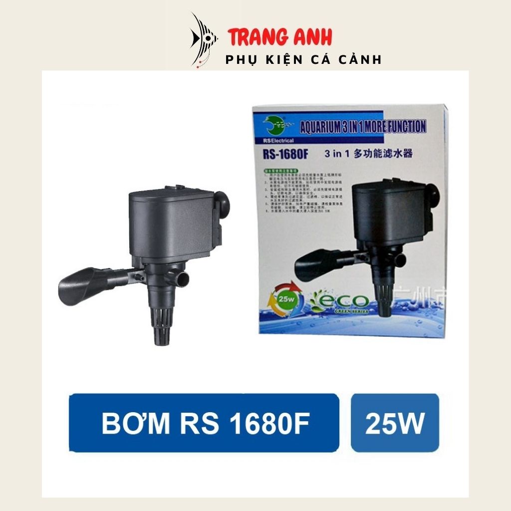 Máy bơm nước hồ cá 3 chức năng RS 1680F - Máy bơm lọc nước bể cá cảnh công suất 25W, máy khỏe, hàng chính hãng