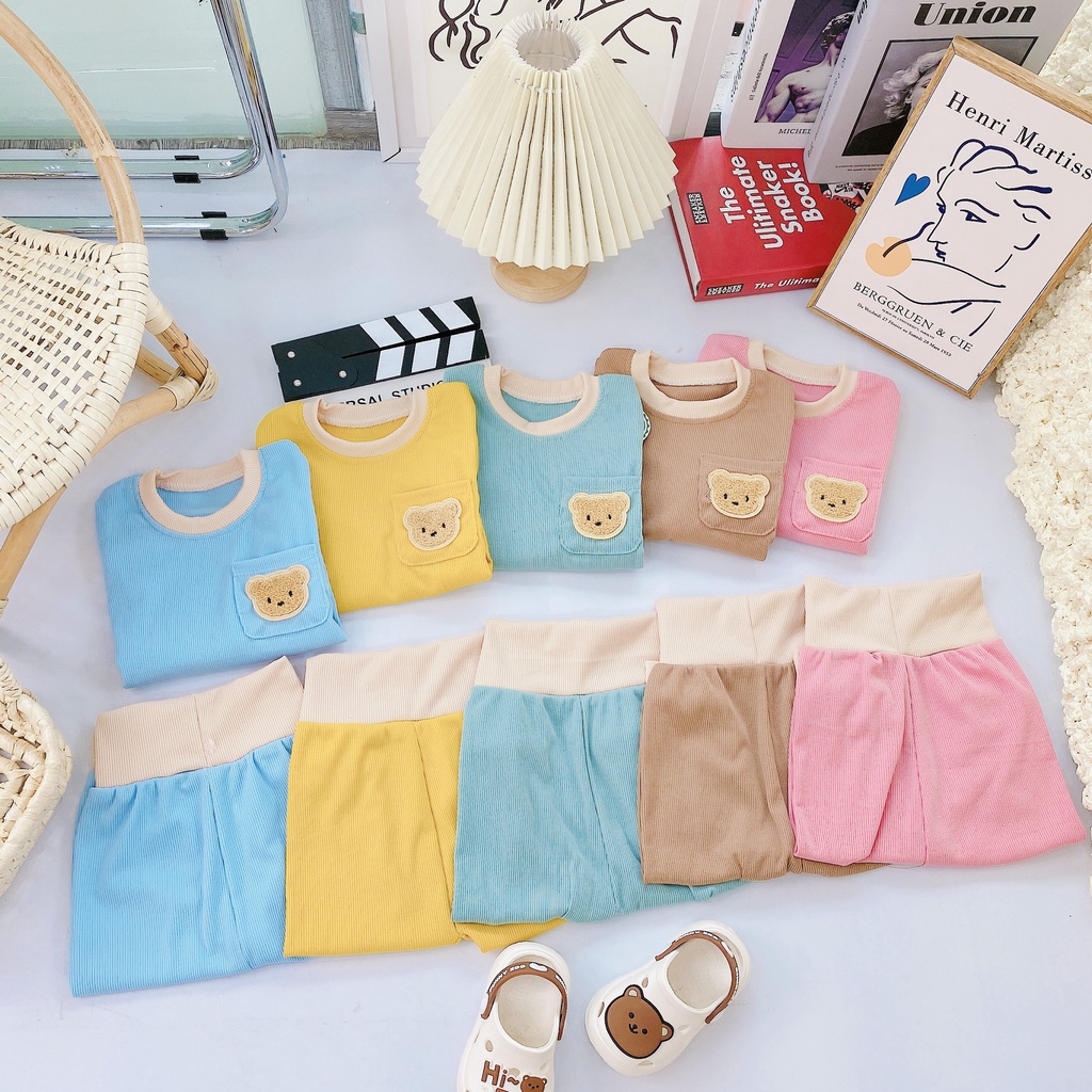 Bộ dài tay thu đông VẢI LEN TĂM cao cấp cho bé trai bé gái sơ sinh 5-15kg, nhiều màu lựa chọn