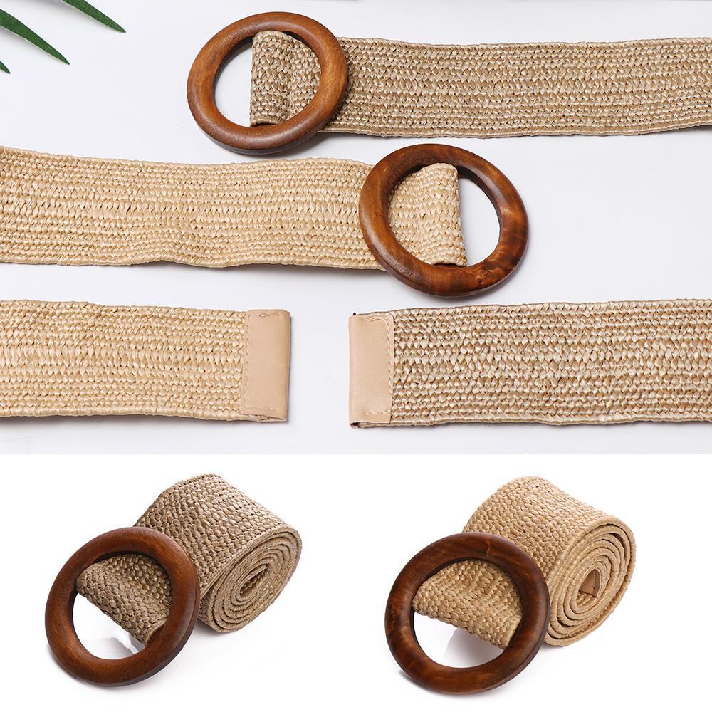 Thắt Lưng Đan Mây Bản Rộng Có Khóa Gỗ Tròn Thời Trang Cho Nữ