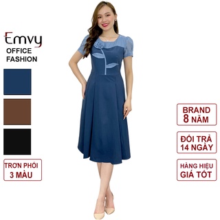 Đầm công sở thiết kế dáng xòe, xếp ly chất liệu kaki 2 biên cao cấp EMVY B95