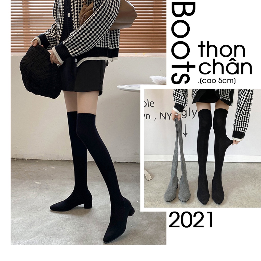 HÀNG SẴN_Boots Len Thon Chân 5cm Korea Style