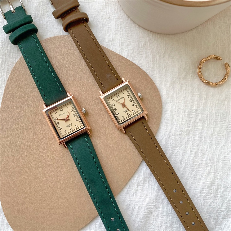 Đồng hồ nữ chính hãng đeo tay dây da mặt vuông đẹp giá rẻ LaCy Watch DHJI0009