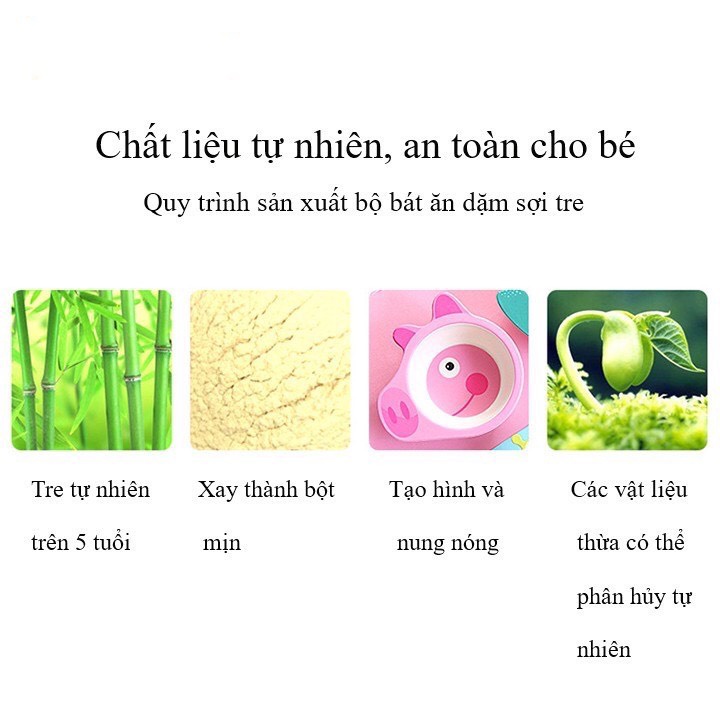 Bát ăn dặm sợi tre hình thú an toàn cho bé lakids